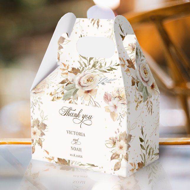 Rustic Autumn Roses Botanical Script Favour Box (Creator Uploaded)