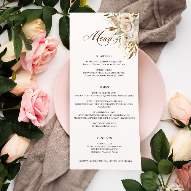 Rustic Autumn Roses Botanical Script Menu (Creator Uploaded)