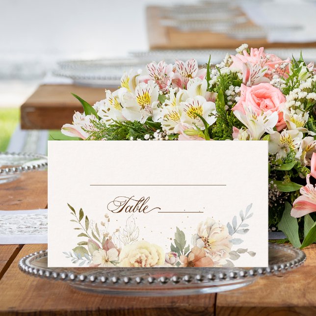Rustic Autumn Roses Botanical Script Place Card (Creator Uploaded)