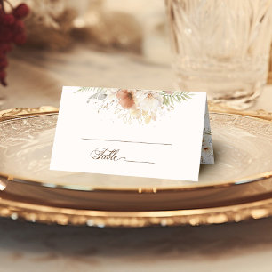 Rustic Autumn Roses Botanical Script Place Card