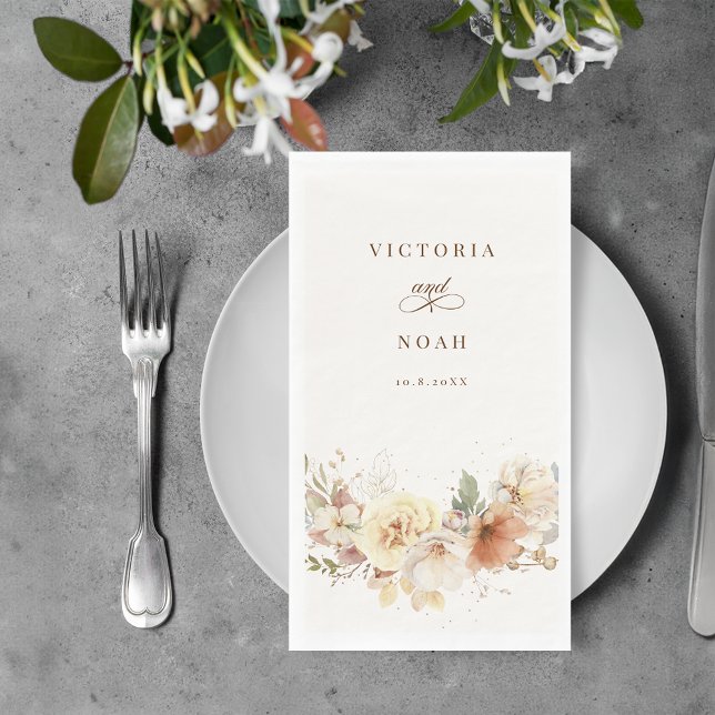 Rustic Autumn Roses Watercolor Botanical Napkin (Creator Uploaded)