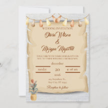 Rustic Autumn Scroll Wedding Invitation | Elegant