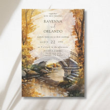 Rustic Autumn Stone Bridge River Fall Wedding