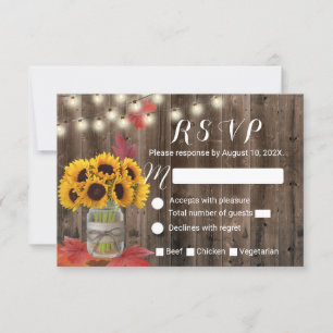 Rustic Autumn Sunflower Jar Fall Wedding RSVP