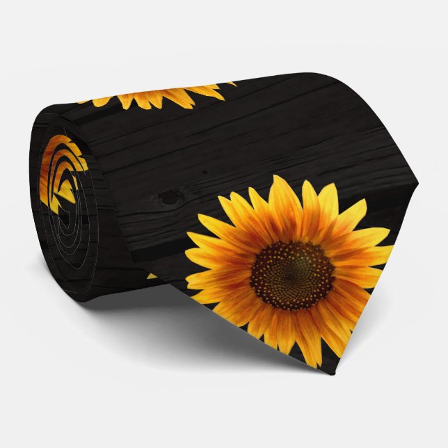 Rustic Autumn Sunflower Tie (Rolled)