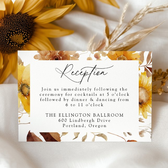 Rustic Autumn Sunflowers and Wildflowers Reception Enclosure Card (Creator Uploaded)
