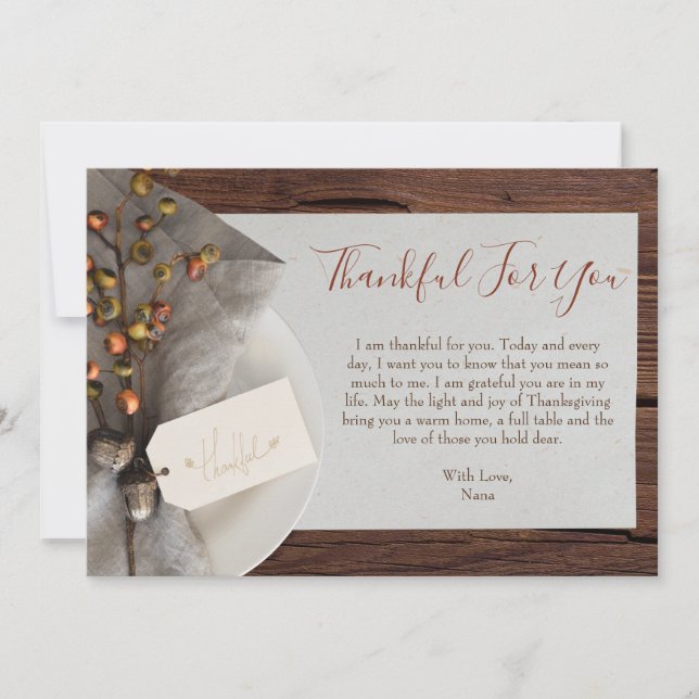 Rustic Autumn Table Setting Thanksgiving Dinner Holiday Card (Front)