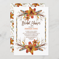 Rustic Autumn Tiger Lily Bridal Shower Invitation