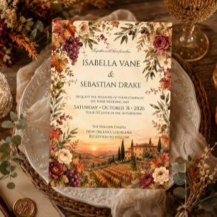 Rustic Autumn Vineyard Wedding  Invitation