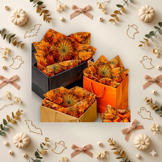 Rustic Autumn Web Maple Pattern Tissue Paper (Creator Uploaded)