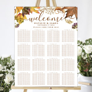 Rustic Autumn Wedding 16 Table Seating Poster