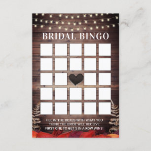 Rustic Autumn Wedding Bridal Shower Bingo Cards