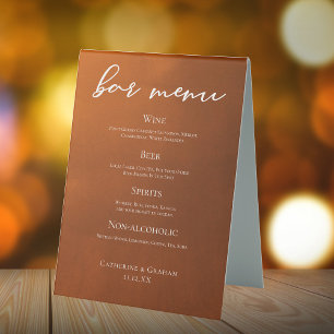 Rustic Autumn Wedding Burnt Orange Bar Menu
