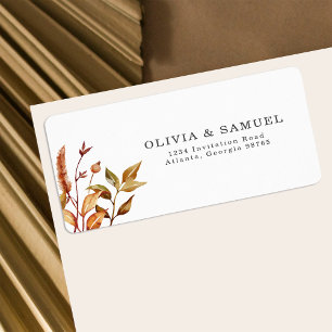 Rustic Autumn Wedding Personalised Return Address Label