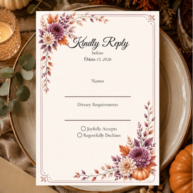 Rustic Autumn Wedding RSVP Card (Creator Uploaded)