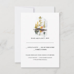 Rustic Autumn Wedding RSVP Watercolor Pines Announcement