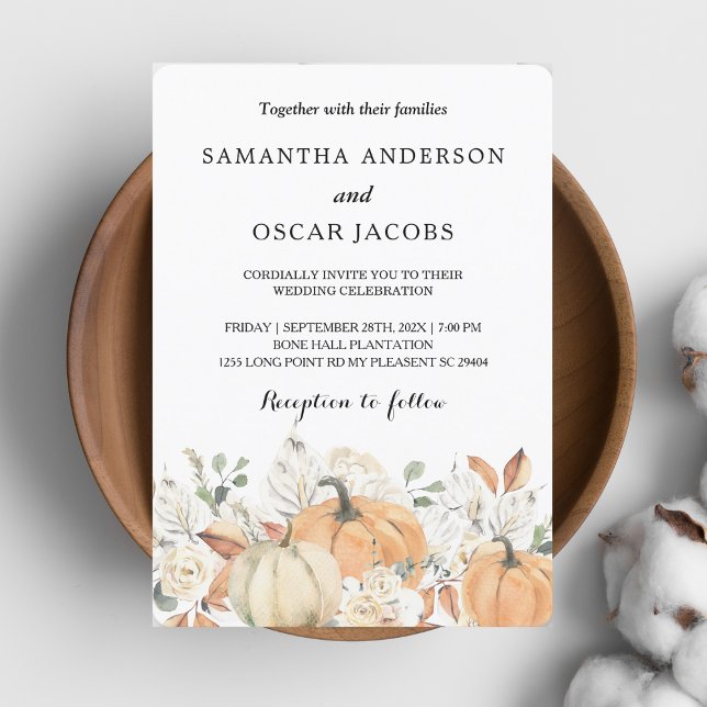 Rustic Autumn Wedding | Watercolor Pumpkin Invitation (Creator Uploaded)