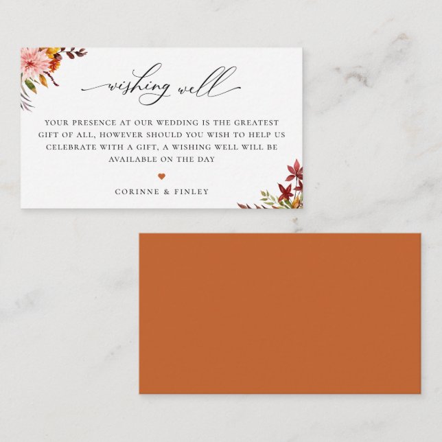 Rustic Autumn Wedding Wishing Well Enclosure Card (Front/Back)