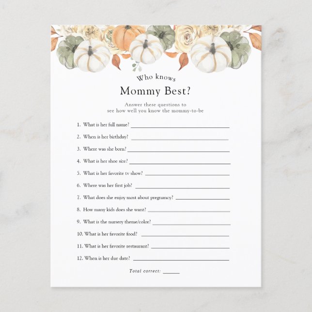 Rustic Autumn Who Knows Mummy Best (Front)