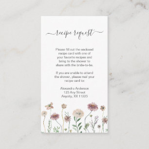 Rustic Autumn Wildflower recipe request Enclosure Card