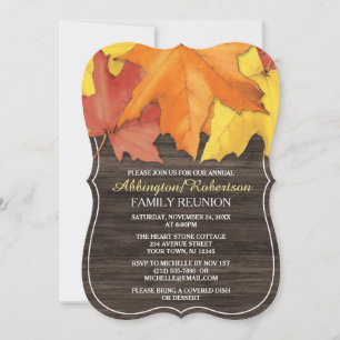 Rustic Autumn Wood Family Reunion Invitations