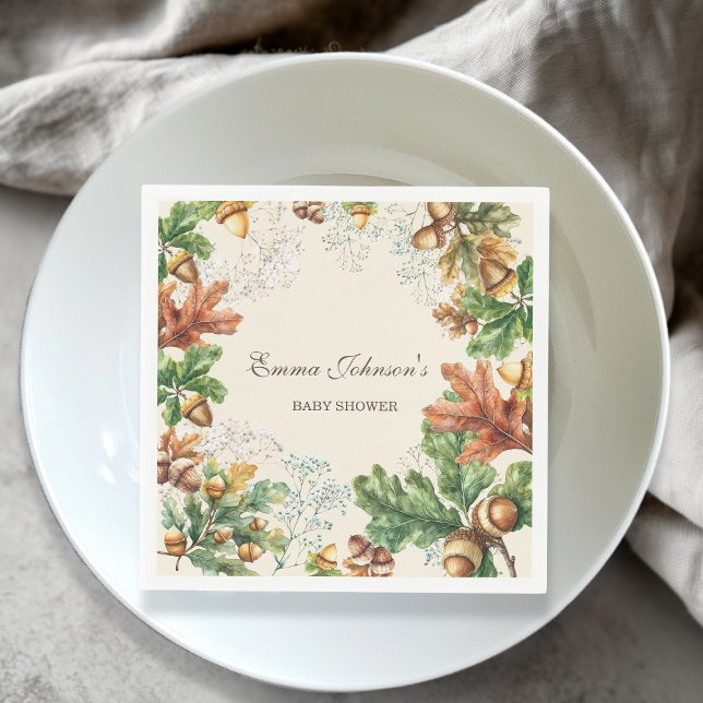 Rustic Autumn Woodland Baby Shower Napkin (Creator Uploaded)
