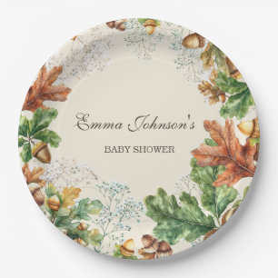 Rustic Autumn Woodland Baby Shower Paper Plate