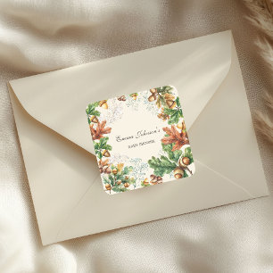 Rustic Autumn Woodland Baby Shower Square Sticker
