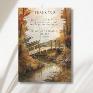 Rustic Autumn Woodland Bridge Fall Thank You Announcement