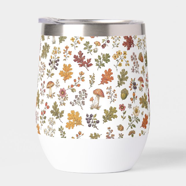 Rustic Autumn Woodland Leaves Mushroom Pattern (Right)