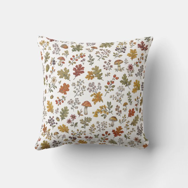 Rustic Autumn Woodland Pattern Cushion (Back)