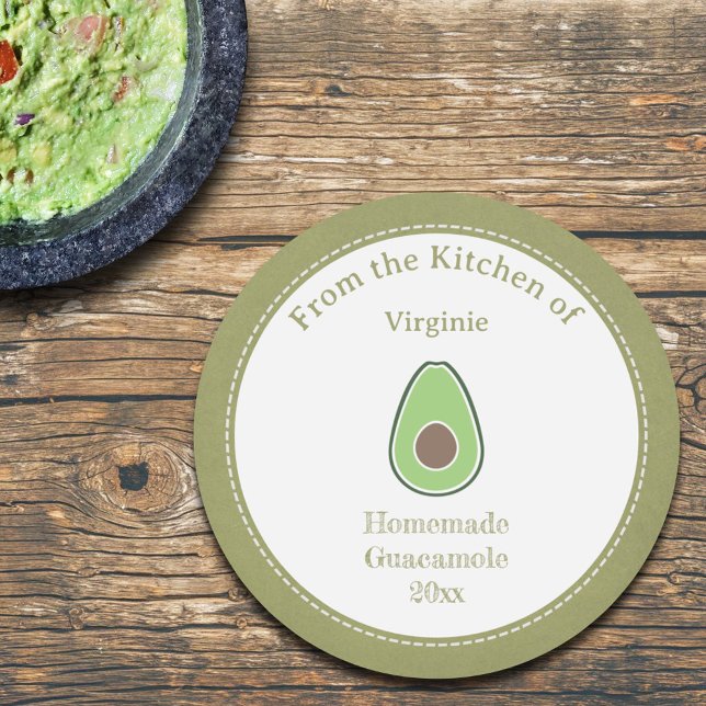 Rustic Avocado & Guacamole Kraft Label Sticker (Rustic Avocado & Guacamole Kraft Label Sticker)