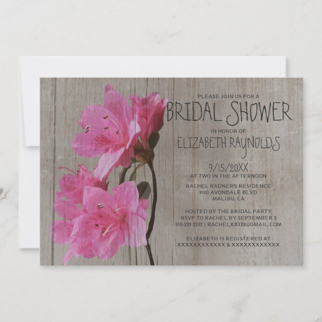 Rustic Azalea Bridal Shower Invitations (Front)