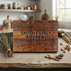 Rustic Aztec Tribal wood Custom Family Kitchen Cutting Board