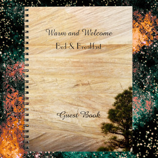 Rustic B&B Guest Book, Light Brown Stone with Tree Notebook
