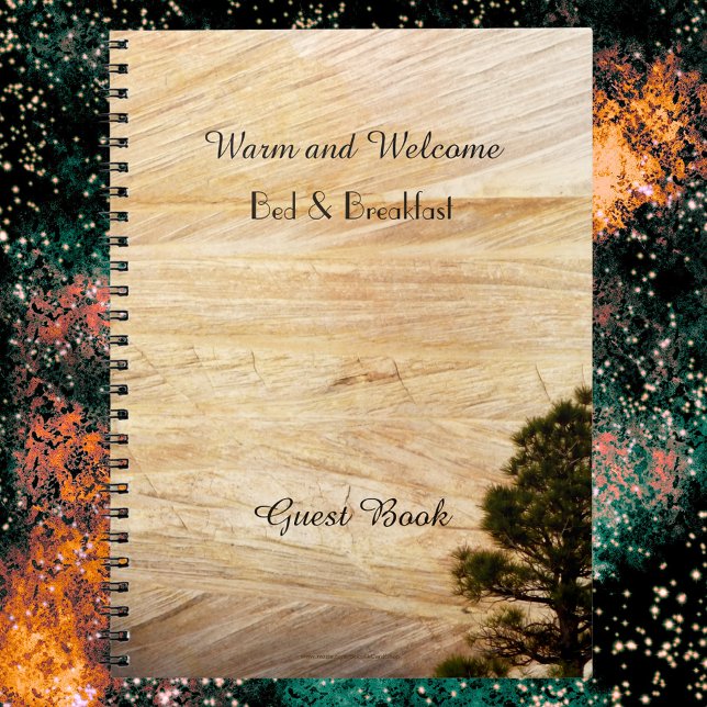 Rustic B&B Guest Book, Light Brown Stone with Tree Notebook (Creator Uploaded)
