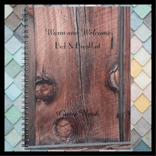 Rustic B&B Guest Book, Old Red Barn Wood Siding Notebook