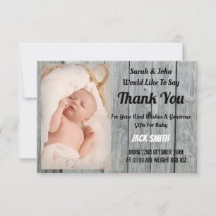 Rustic Baby Birth Announcement Thank You Card