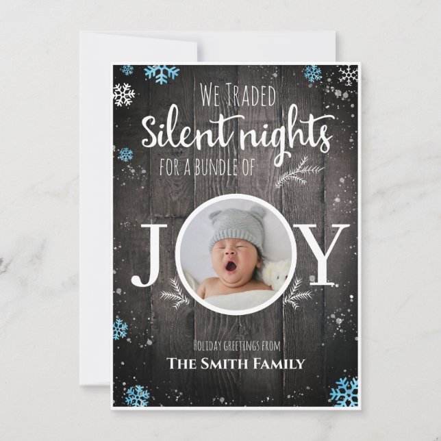 Rustic baby boy Christmas Holiday Card (Front)