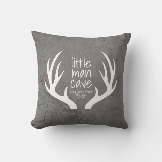 Rustic Baby Boy Nursery Antlers Little Man Cave Cushion (Front)