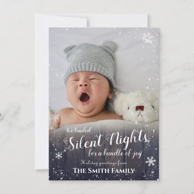 Rustic baby Christmas Holiday Card (Front)