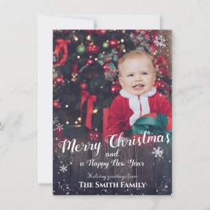 Rustic baby Christmas Holiday Card