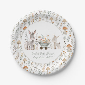 Rustic Baby Donkeys Unisex Baby Shower | Paper Plate