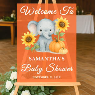 Rustic Baby Elephant Fall Baby Shower Welcome Acrylic Sign