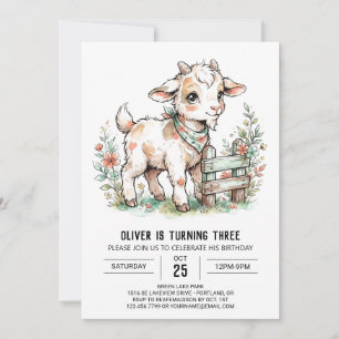 Rustic Baby Goat Birthday Invitation