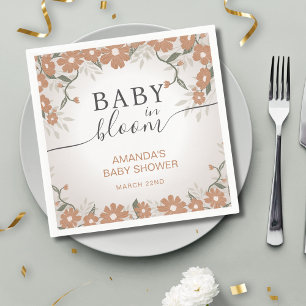 Rustic Baby in Bloom Flowers Daisy Shower Napkin