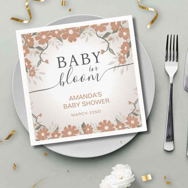 Rustic Baby in Bloom Flowers Daisy Shower  Napkin (Creator Uploaded)