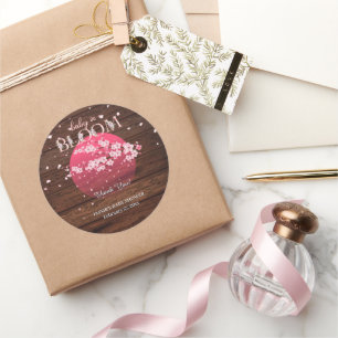 Rustic Baby in Bloom Sakura Cherry Blossom Classic Round Sticker