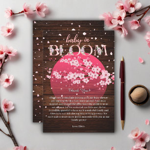 Rustic Baby in Bloom Sakura Cherry Blossom Thank You Card