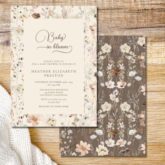Rustic Baby in Bloom Wildflower Baby Shower  Invitation (Creator Uploaded)